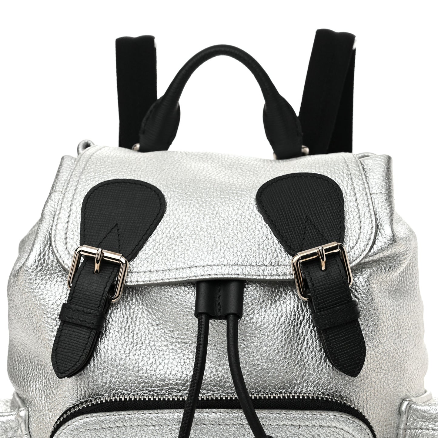 Metallic Deerskin Medium Rucksack Backpack Silver