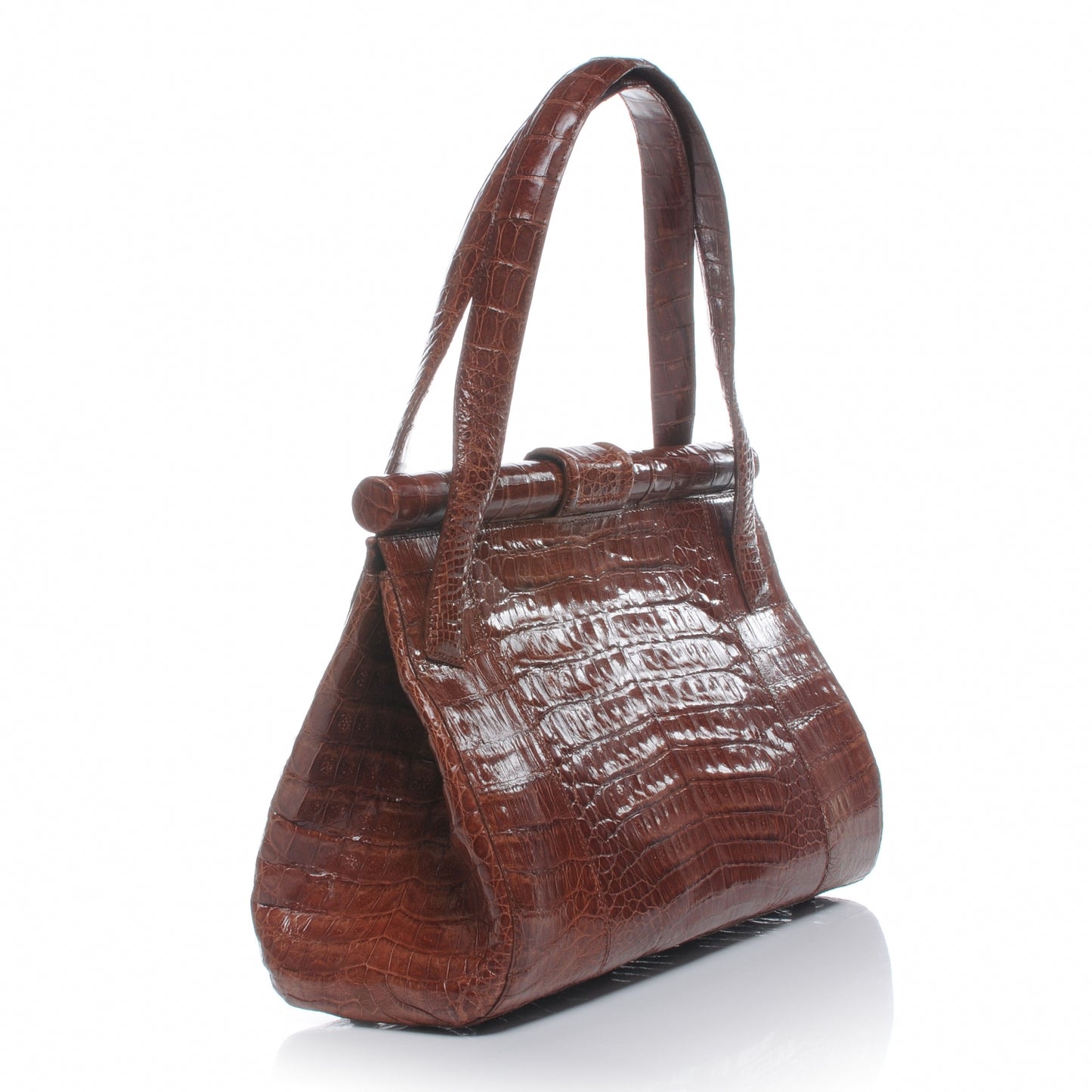 Crocodile Frame Bag Cognac