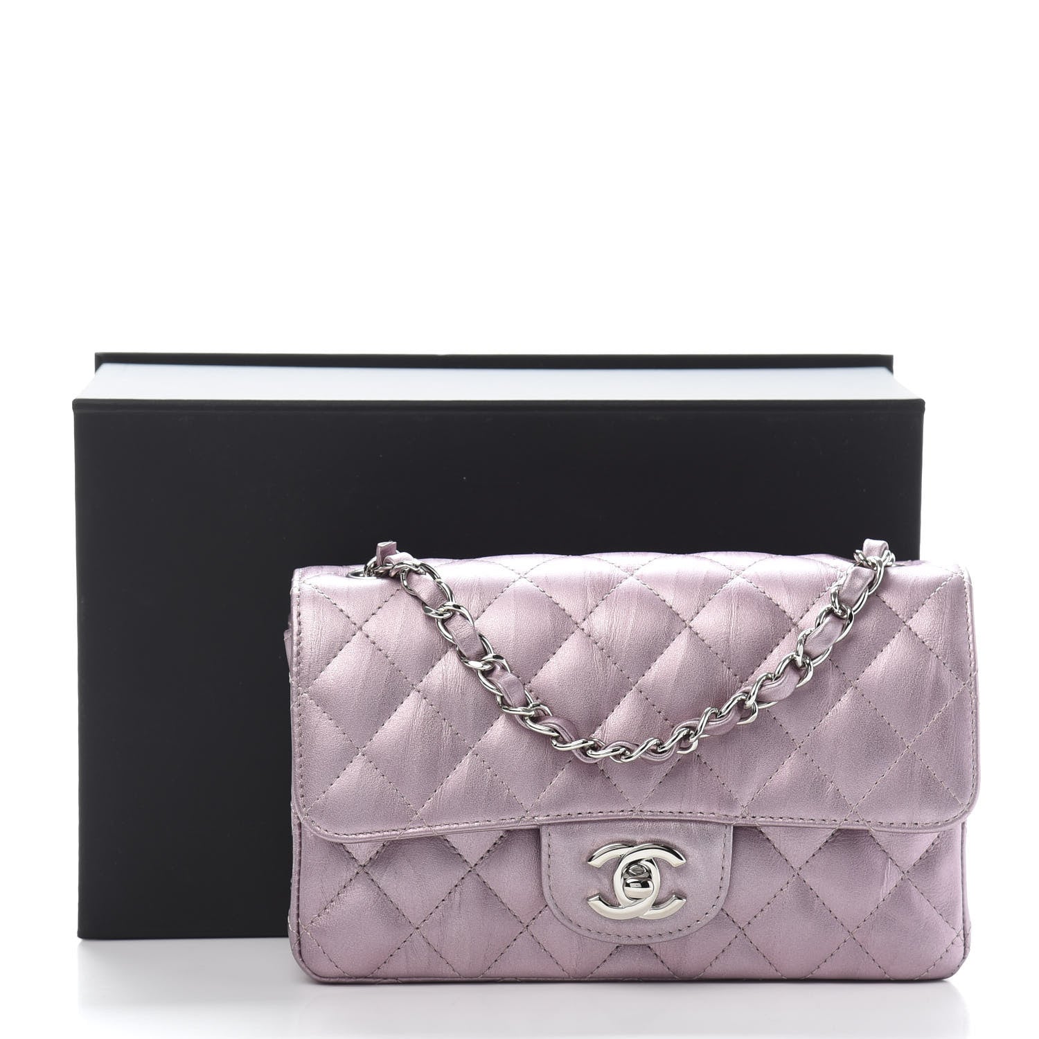 Chanel Metallic Calfskin Quilted Mini Rectangular Flap Pink 11 of 11