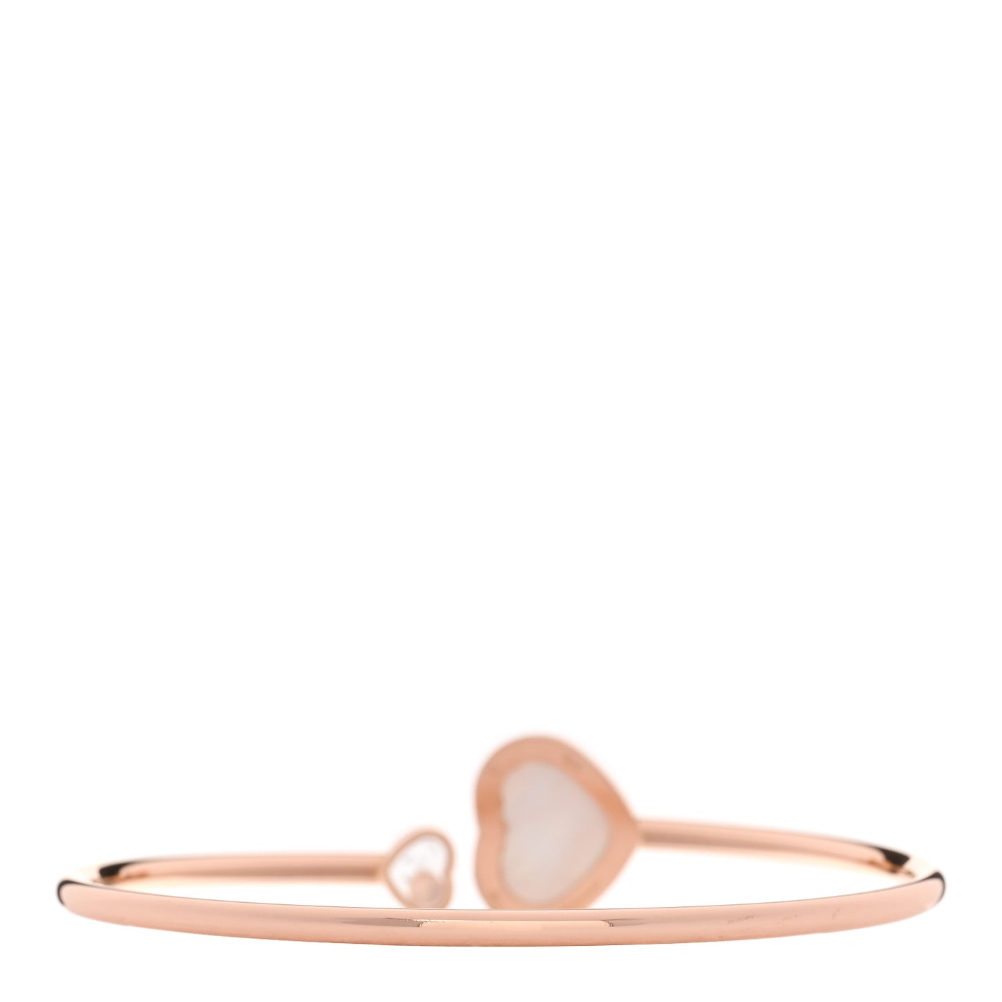 18K Rose Gold Diamond Mother of Pearl Pave Happy Hearts Bangle Bracelet