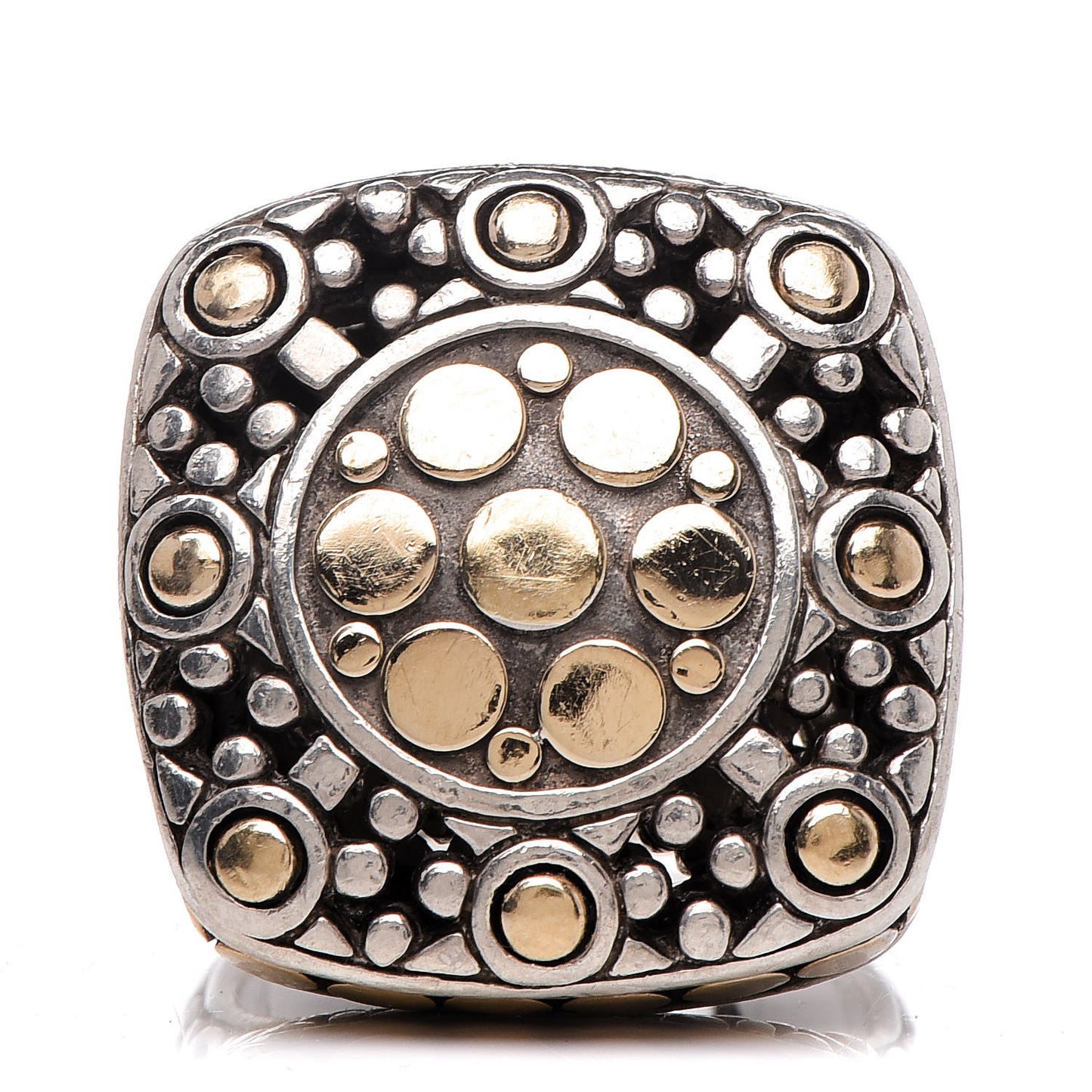 Sterling Silver 18K Yellow Gold Jaisalmer Dot Square Ring 54 6.75