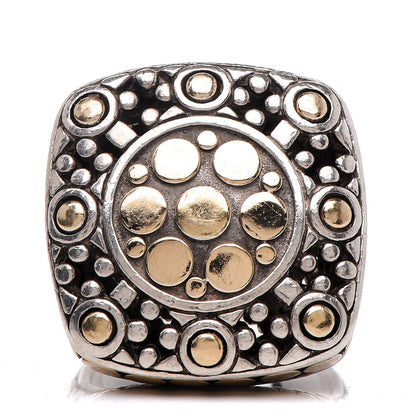 John Hardy Sterling Silver 18K Yellow Gold Jaisalmer Dot Square Ring 54 6.75 1 of 5