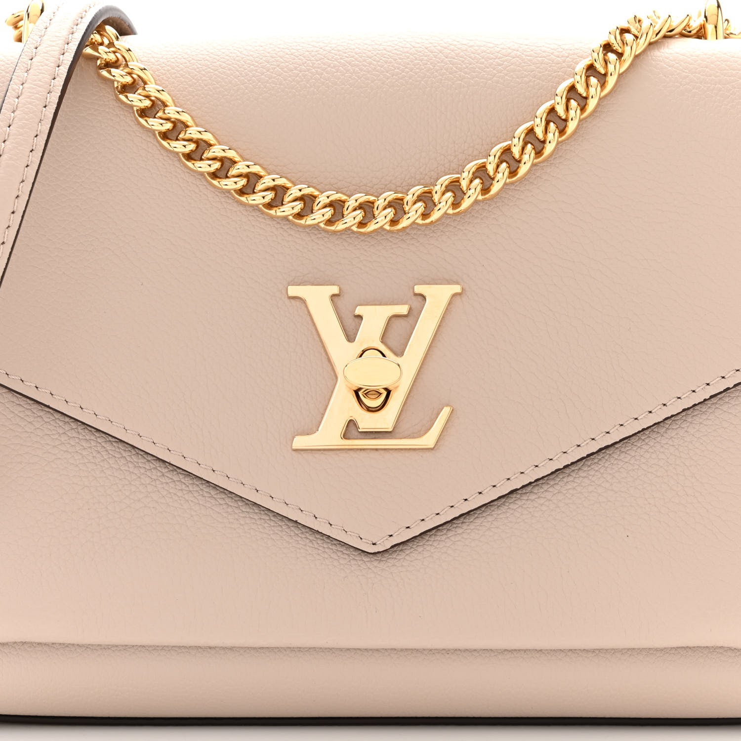 Louis Vuitton Soft Calfskin Mylockme Chain Bag BB Greige 7 of 9