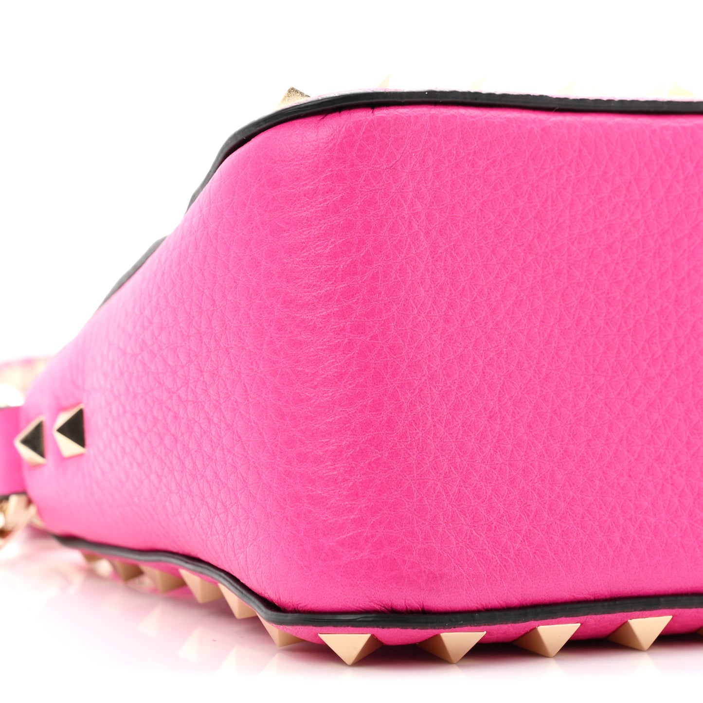 Pebbled Calfskin Small Rockstud Flip Lock Shoulder Bag Fuxia
