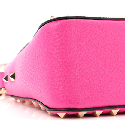 Valentino Garavani Pebbled Calfskin Small Rockstud Flip Lock Shoulder Bag Fuxia 8 of 9