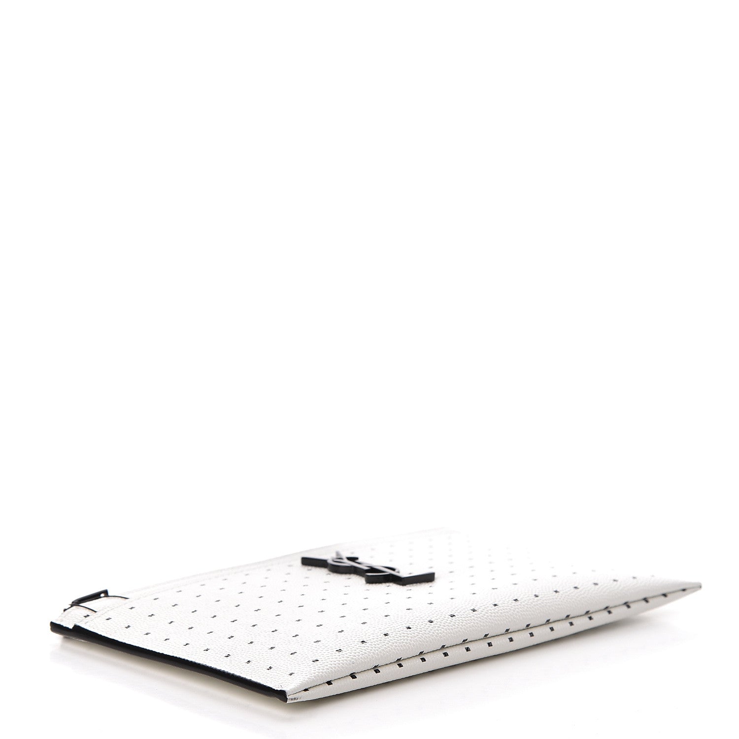 Saint Laurent Calfskin Square Dot Zip Bill Pouch White 4 of 8
