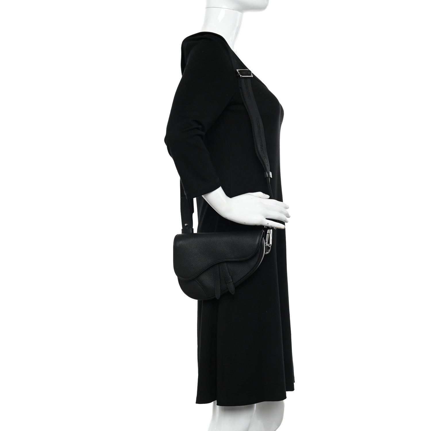 Christian Dior Grained Calfskin Mens Mini Saddle Bag Black 2 of 10