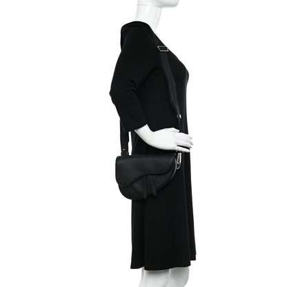 Christian Dior Grained Calfskin Mens Mini Saddle Bag Black 2 of 10