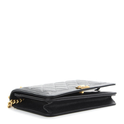 Chanel Caviar Quilted Boy Wallet On Chain WOC Black 4 of 10