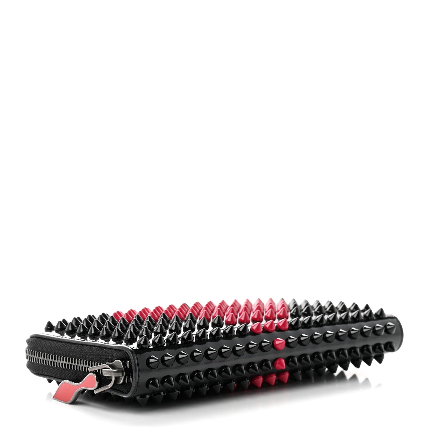 Patent Panettone Spiked Valentines Zip Around Wallet Black Fuchsia