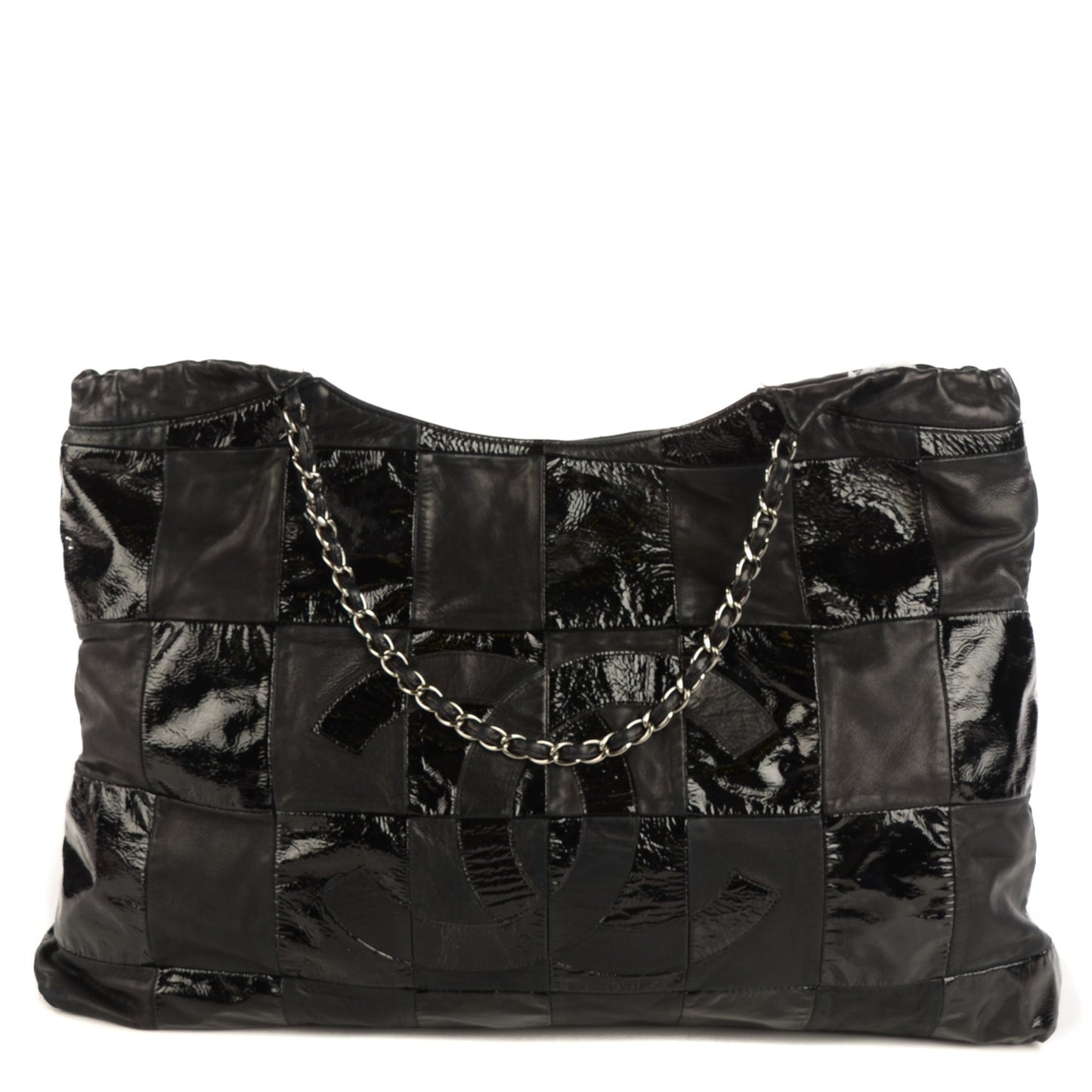 Patent Patchwork Large Brooklyn Tote Black