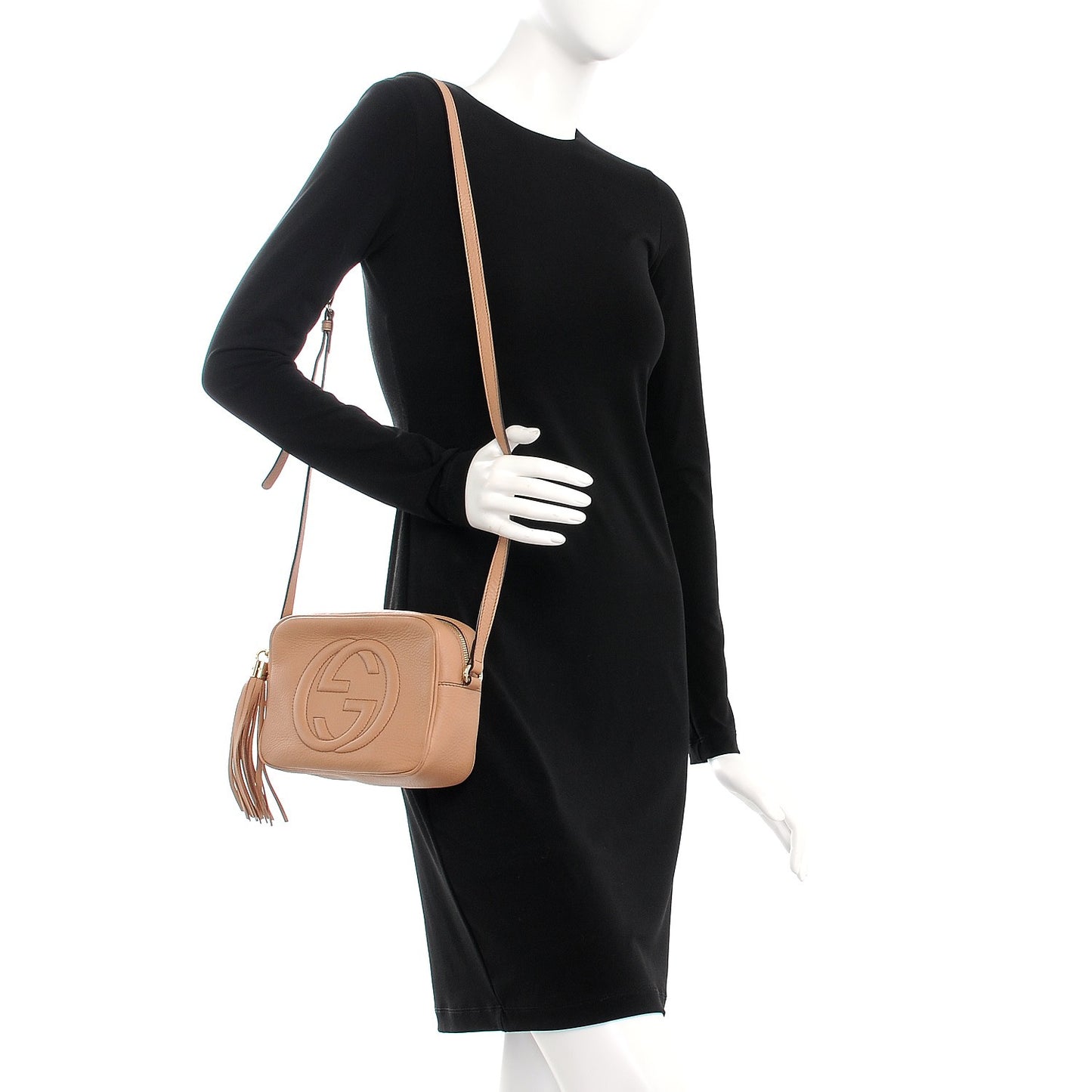 Pebbled Calfskin Small Soho Disco Bag Rose Beige