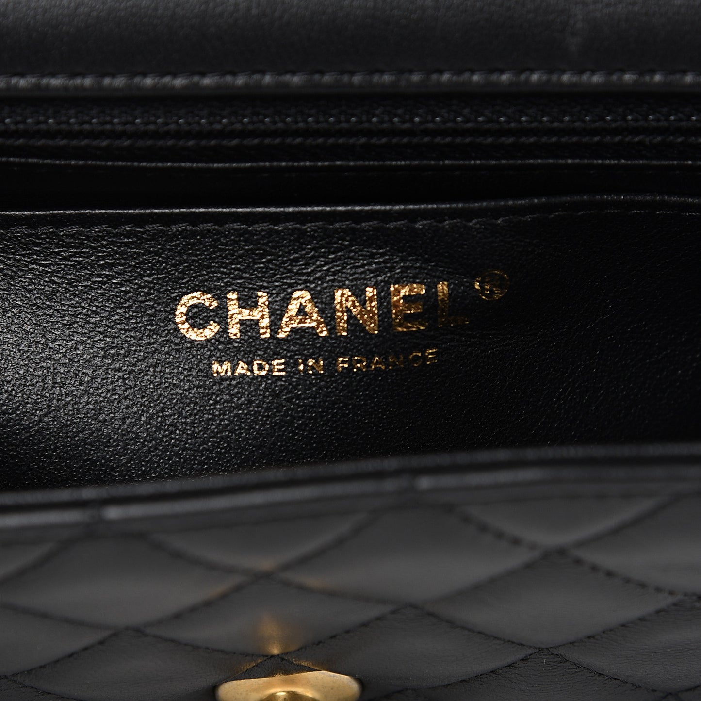 Lambskin Quilted Mini Rectangular Flap Black