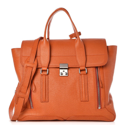 3.1 Phillip Lim 3.1 Textured Calfskin Large Pashli Satchel Mandarin 1 of 8