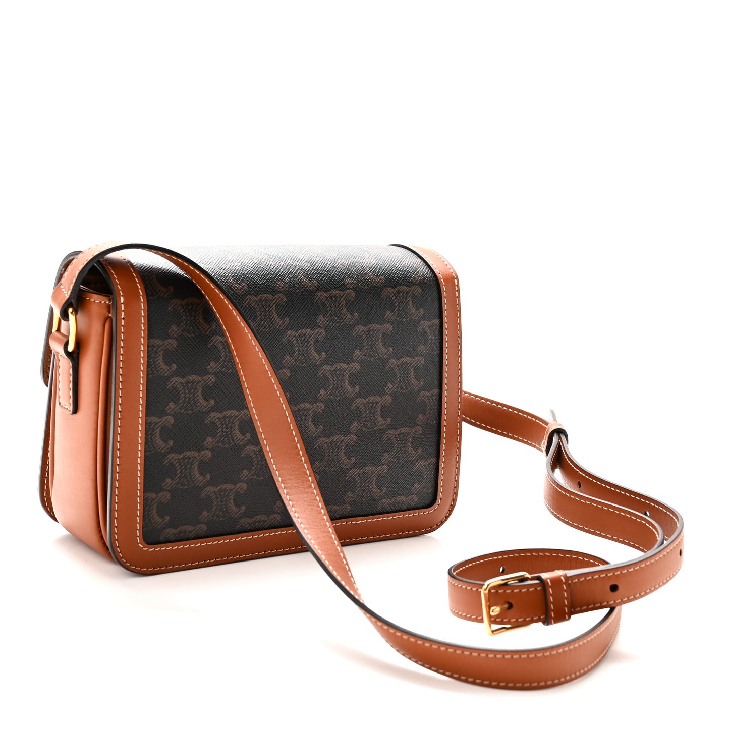 Calfskin Triomphe Canvas Teen Triomphe Bag Tan