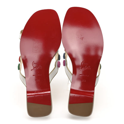 Christian Louboutin Kid Suede Smarta Flat Sandals 36.5 White Multicolor 6 of 8