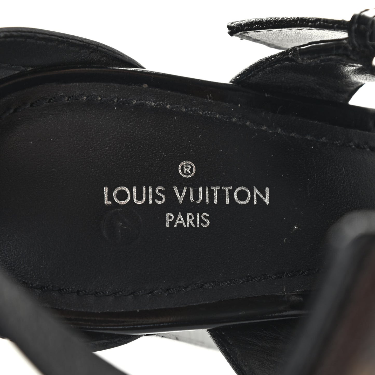 Patent Calfskin Monogram Star Trail Sandal 38 Black
