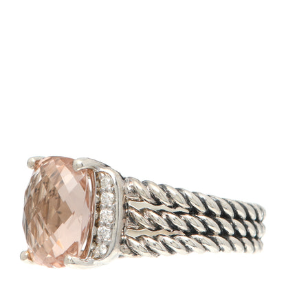 David Yurman Sterling Silver Morganite Diamond 10mm Petite Wheaton Ring 52 6 3 of 6