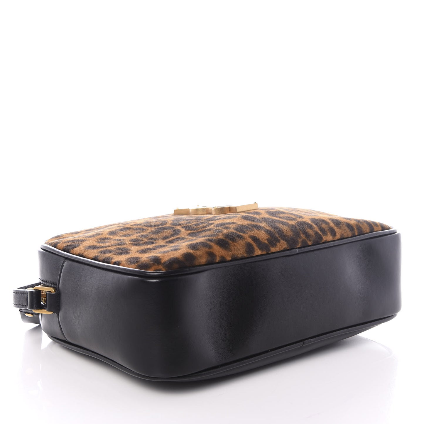 Calfskin Leopard Print Monogram Lou Camera Bag Black