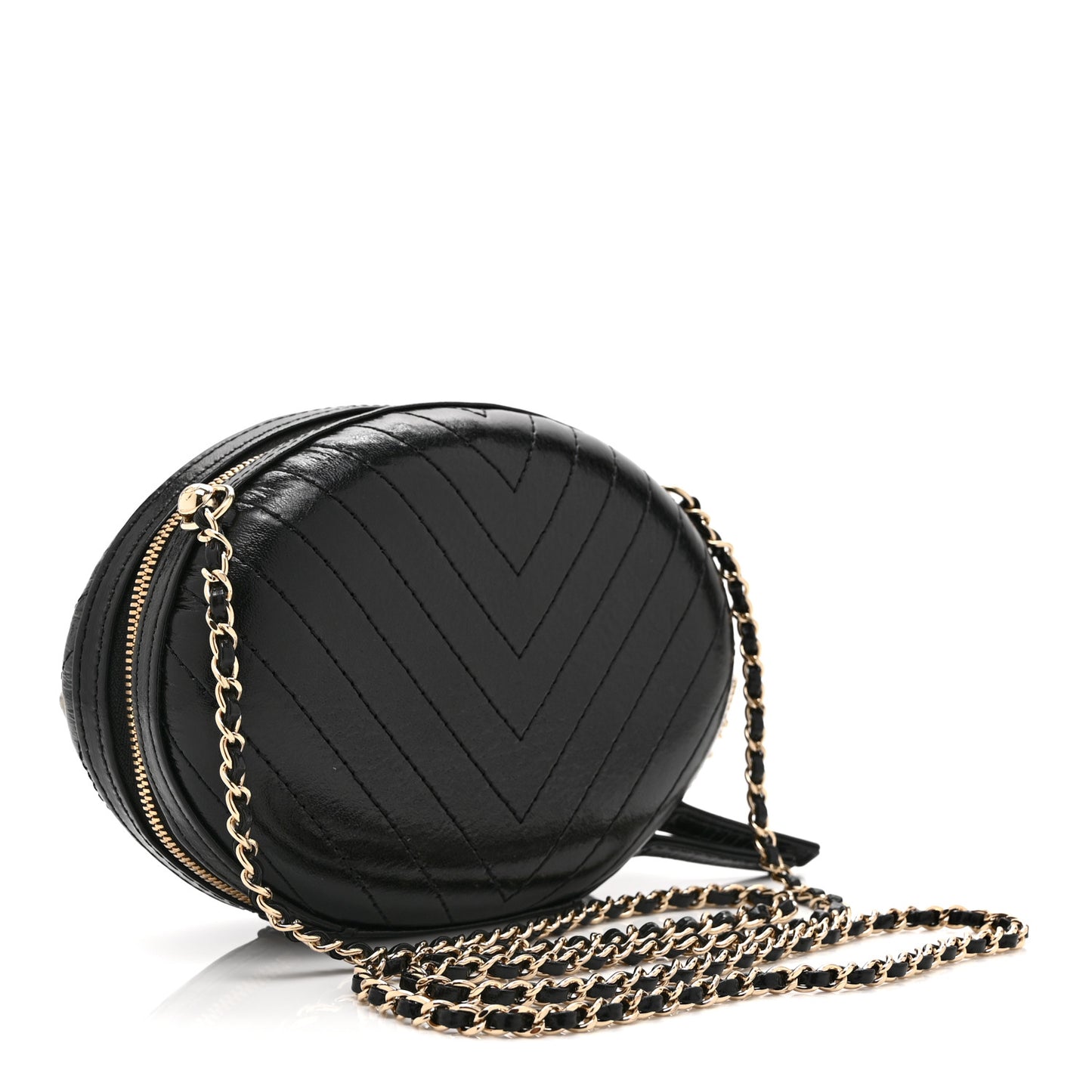 Lambskin Embroidered Chevron Quilted La Pausa Tassel Clutch Black