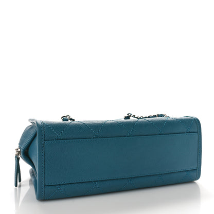 Chanel Caviar Quilted Small Deauville Bowling Bag Blue 4 of 8