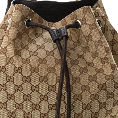 Gucci Monogram Dollar Calfskin O Drawstring Backpack Beige Ebony Testa di Moro Dark Chocolate 8 of 12
