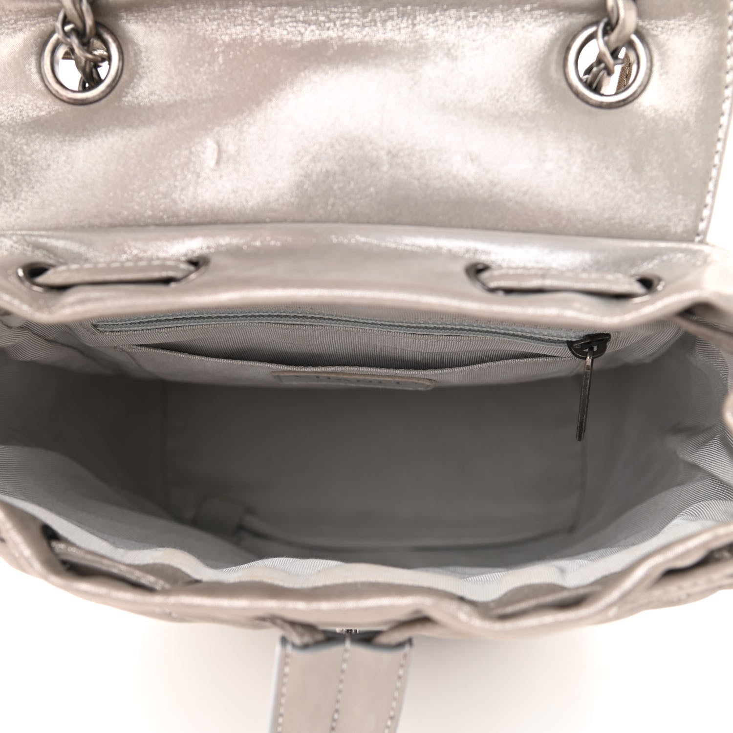 Chanel Iridescent Calfskin Chevron Quilted Small Urban Spirit Backpack Silver 5 of 10