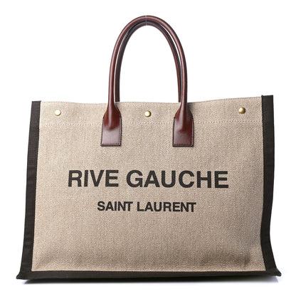 Saint Laurent Linen Calfskin Rive Gauche Tote Natural 1 of 4