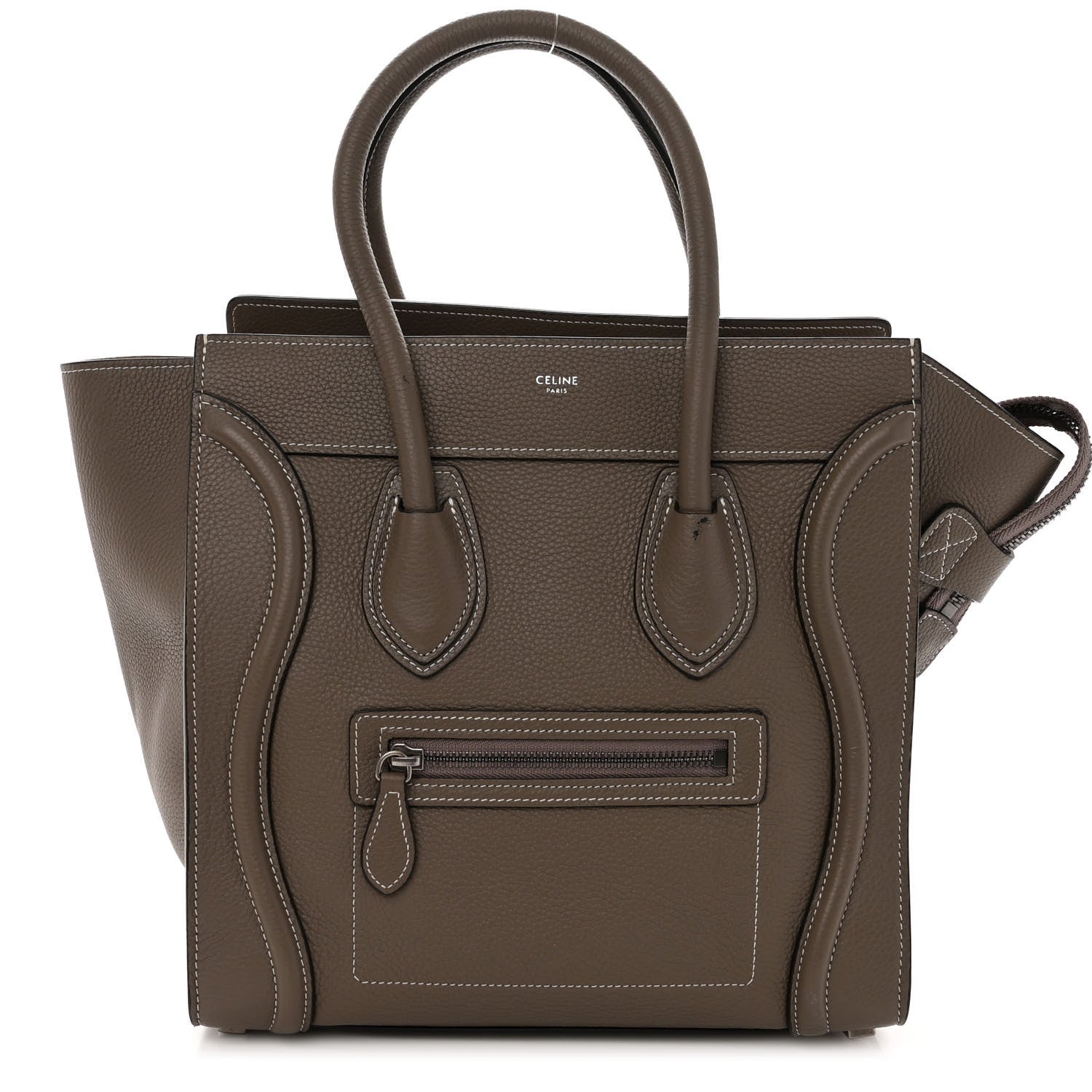 Celine Drummed Calfskin Micro Luggage Souris 1 of 13