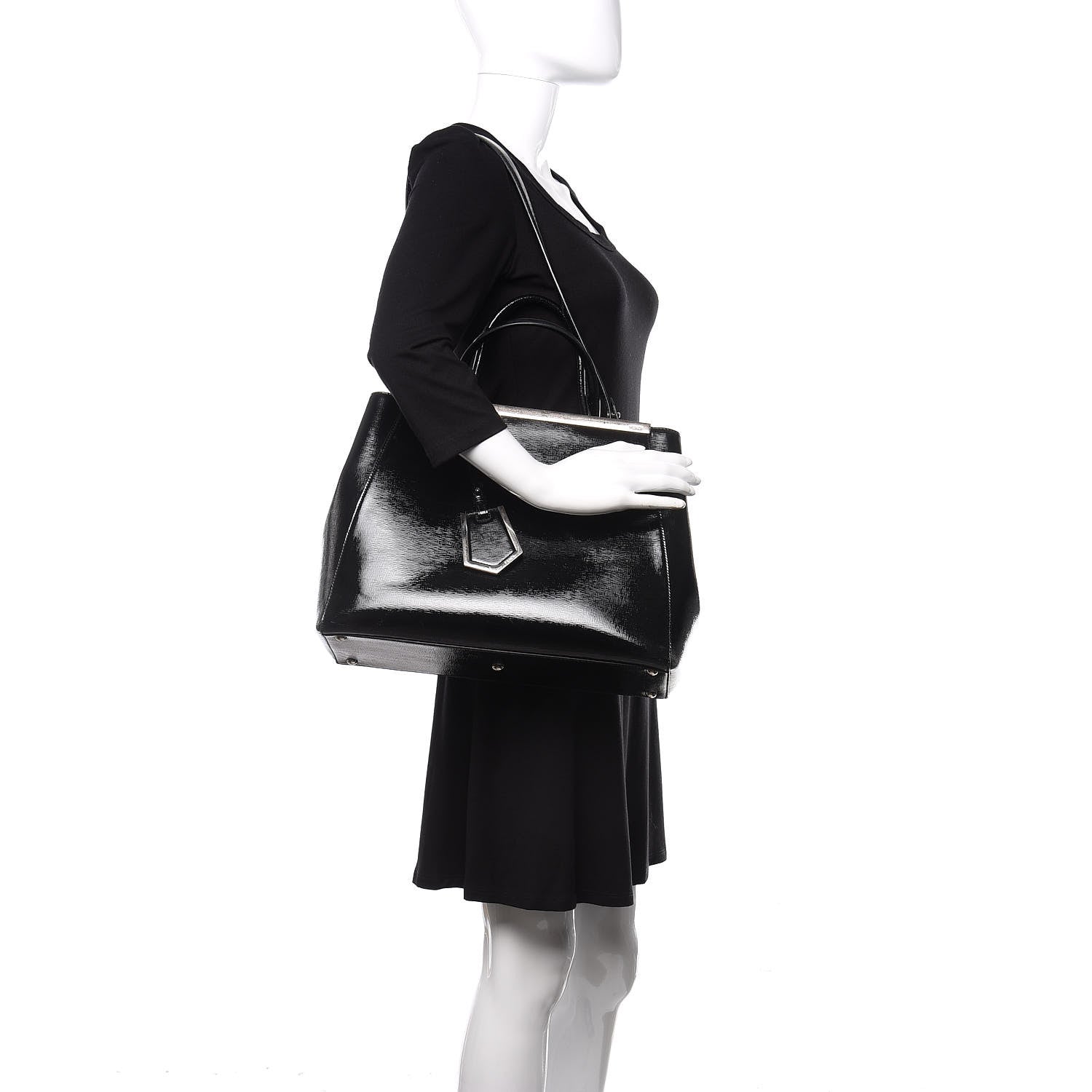 Fendi Patent Vitello Elite Regular 2Jours Tote Black 2 of 12