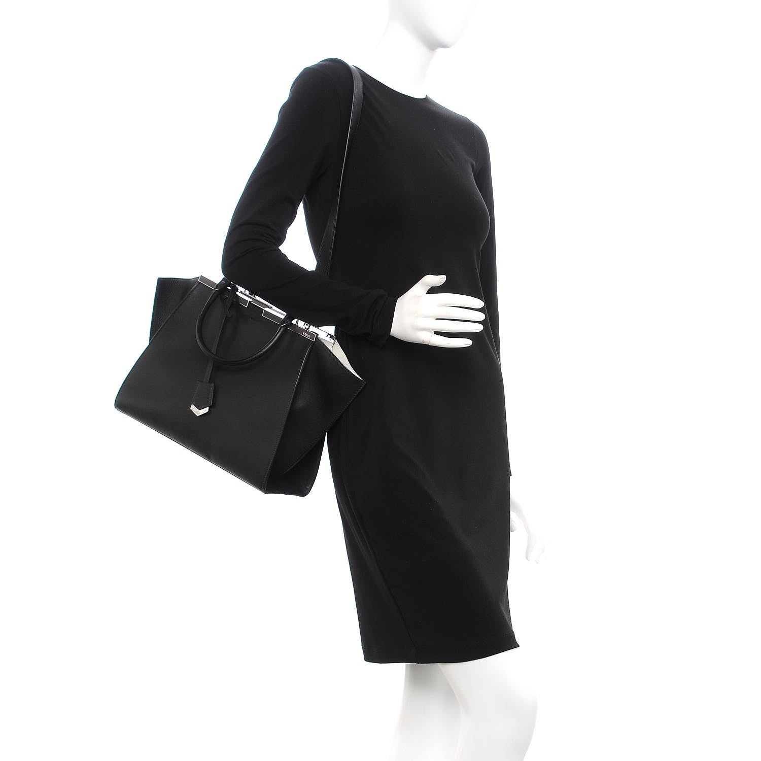 Fendi Vitello Dolce Shiny Nappa Petite 3Jours Tote Black 2 of 8