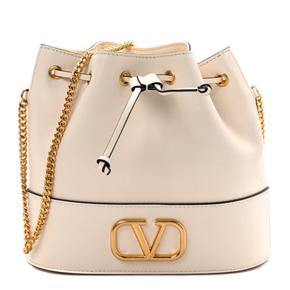 Valentino Garavani Nappa Mini VLogo Signature Chain Bucket Bag Light Ivory 1 of 7