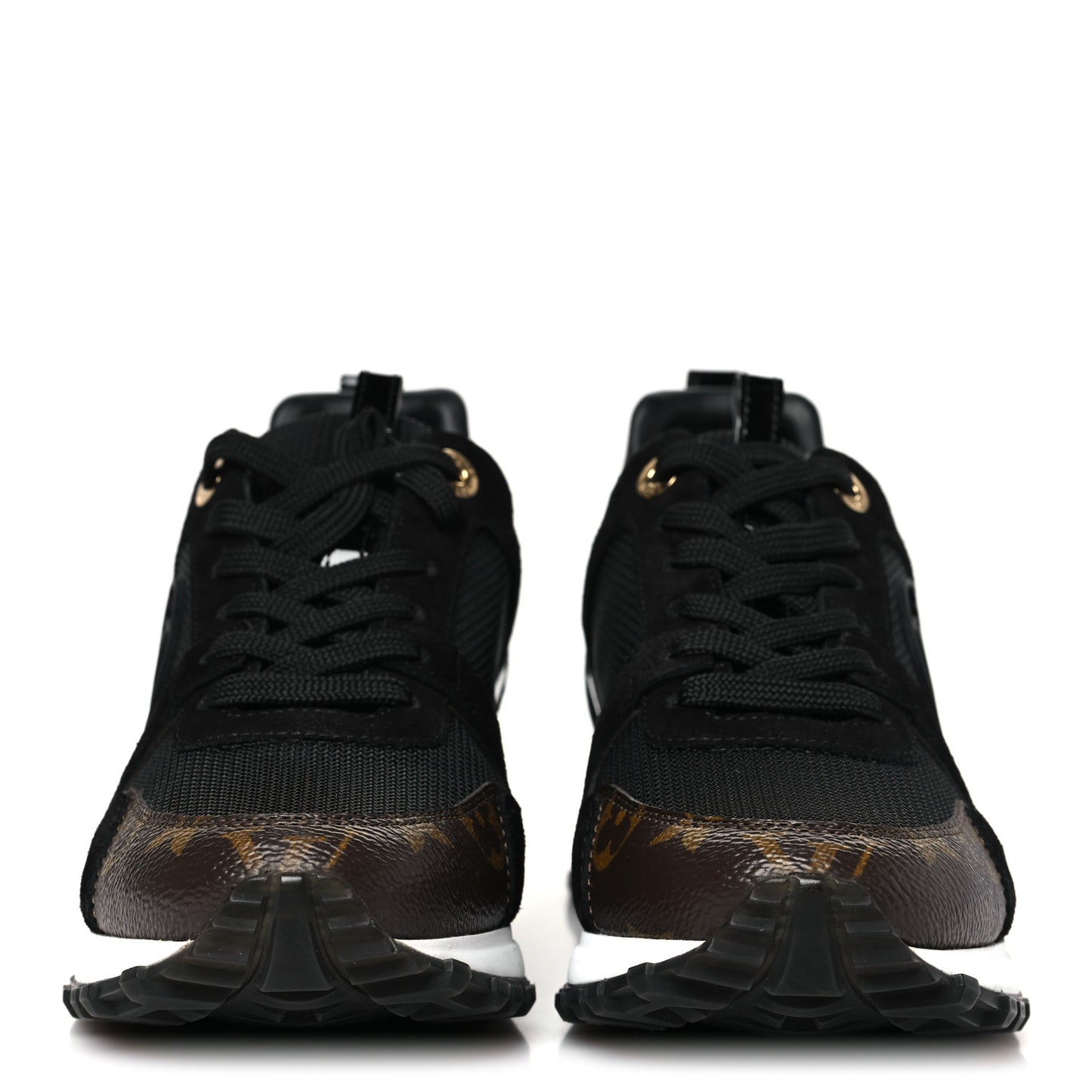 Suede Monogram Run Away Sneakers 36 Black