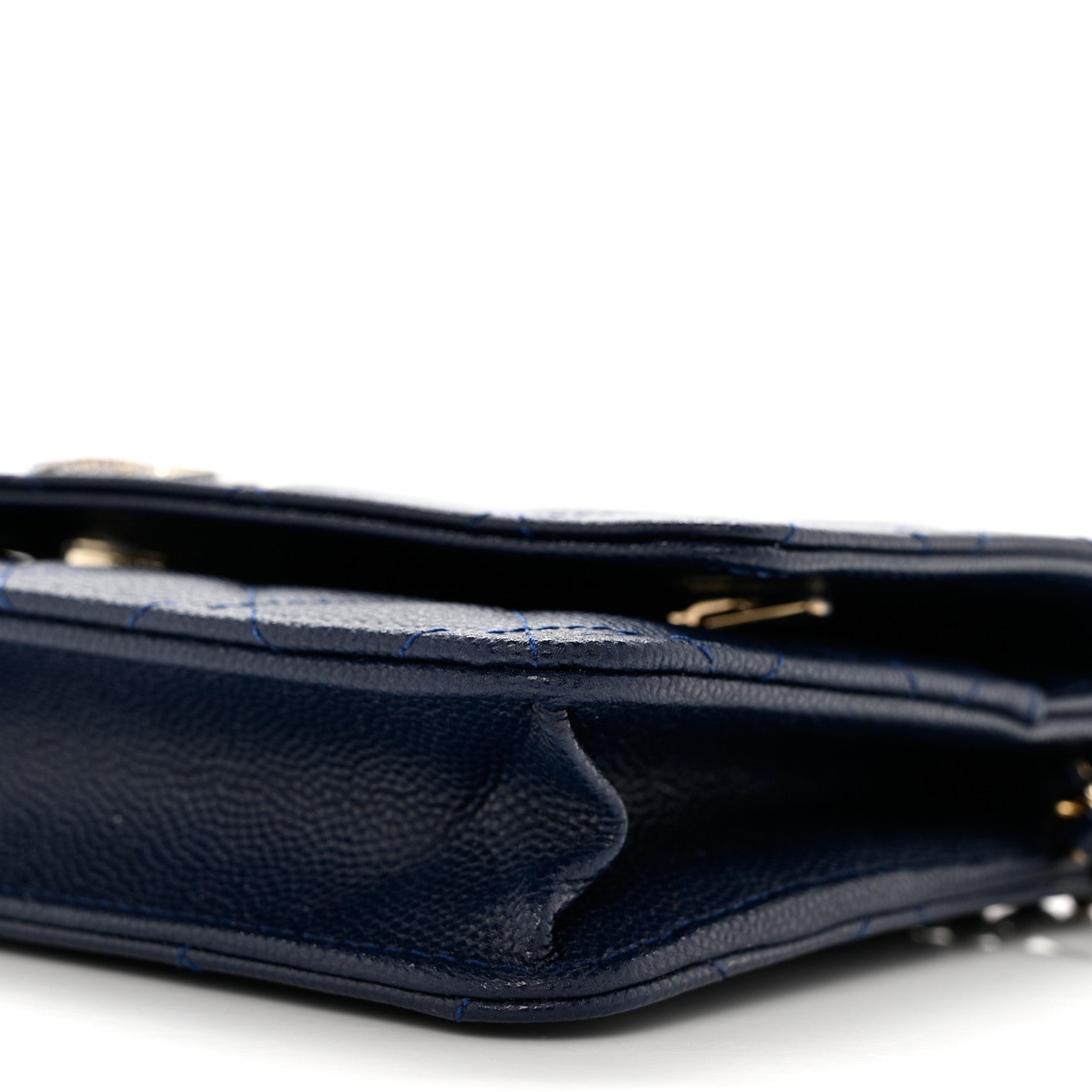 Chanel Caviar Quilted Crystal Enamel CC Wallet On Chain WOC Navy 11 of 12