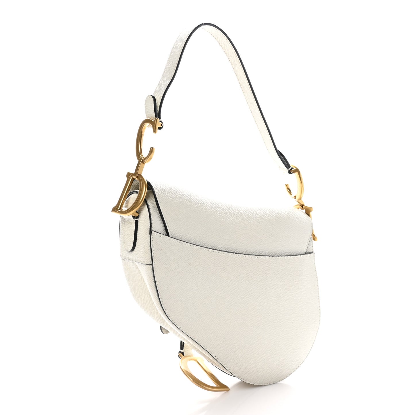 Grained Calfskin Saddle Bag White