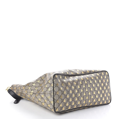 Gucci Soft GG Supreme Monogram Bees Medium Crossbody Tote Beige Oro Black 4 of 10