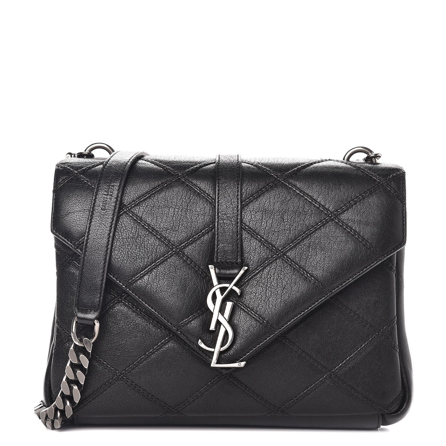 Saint Laurent Calfskin Matelasse Diamond Quilted Monogram Medium College Bag Black 1 of 7