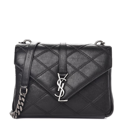 Saint Laurent Calfskin Matelasse Diamond Quilted Monogram Medium College Bag Black 1 of 7