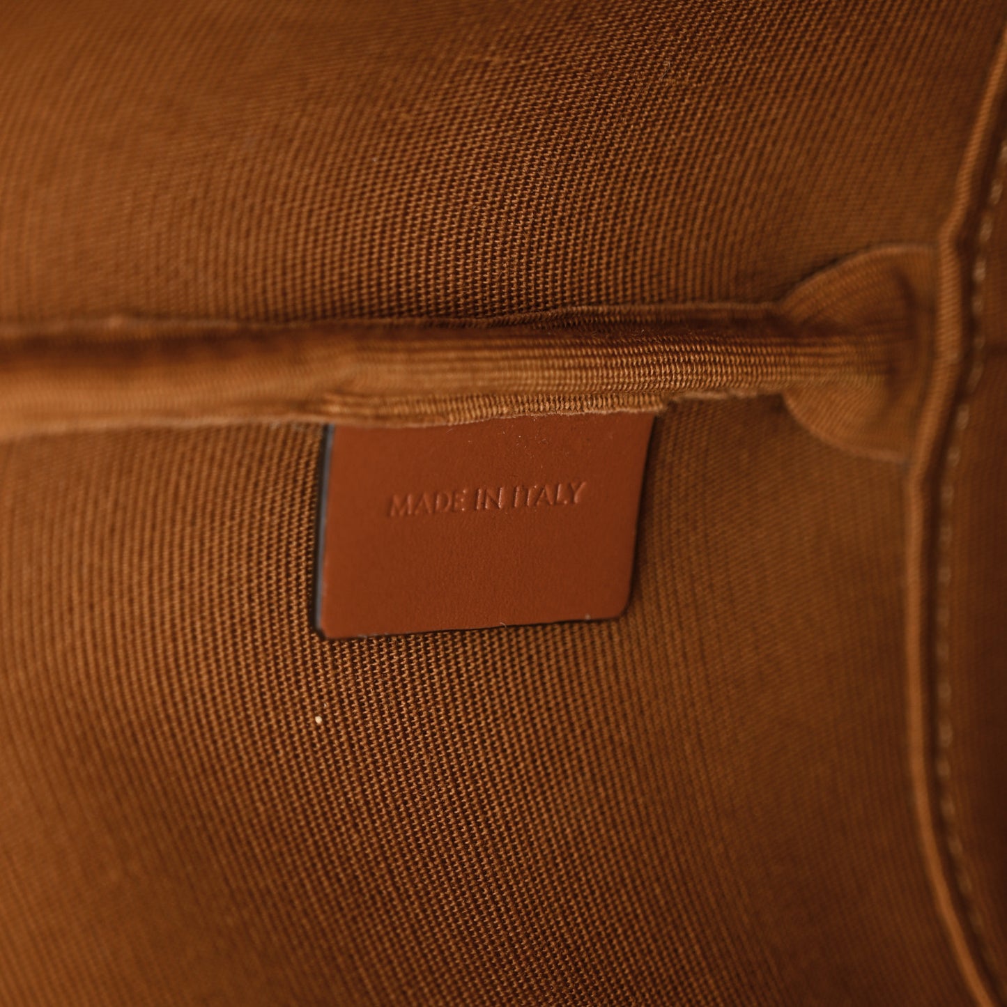Triomphe Canvas Calfskin Small Bucket Bag Tan