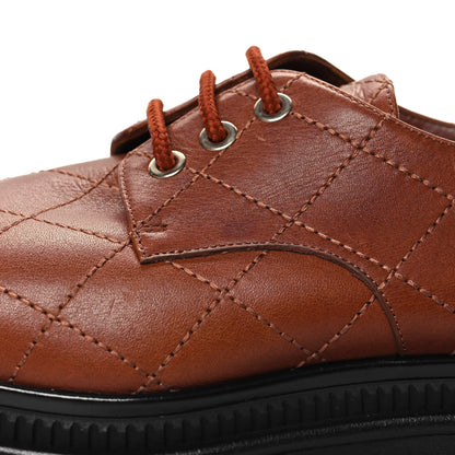 Chanel Calfskin Patent Stitched Cap Toe Lace Up Oxfords 36.5 Brown Black 9 of 11