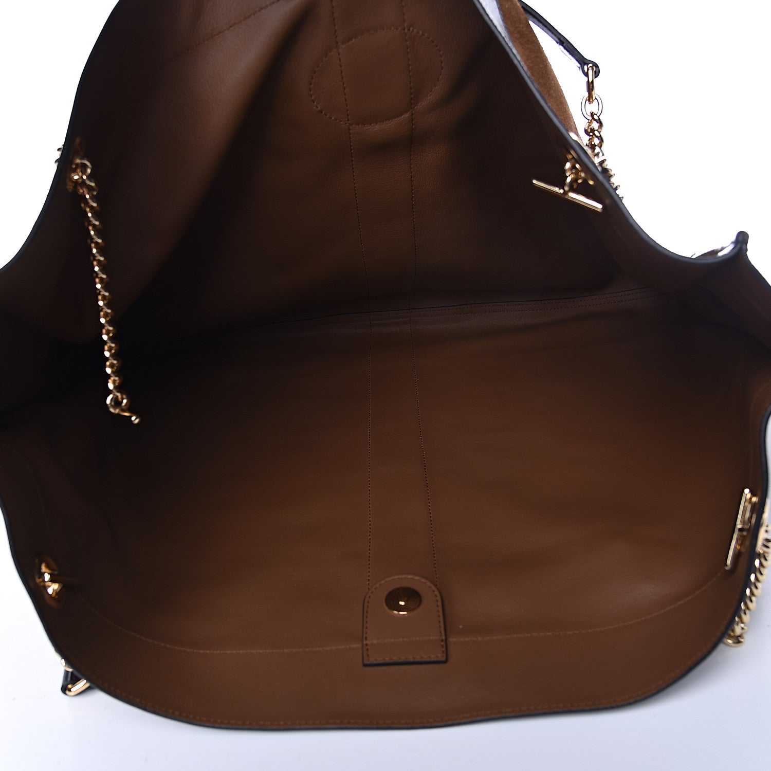 Gucci Suede Patent Maxi Rajah Chain Tote Nocciola Black 6 of 12