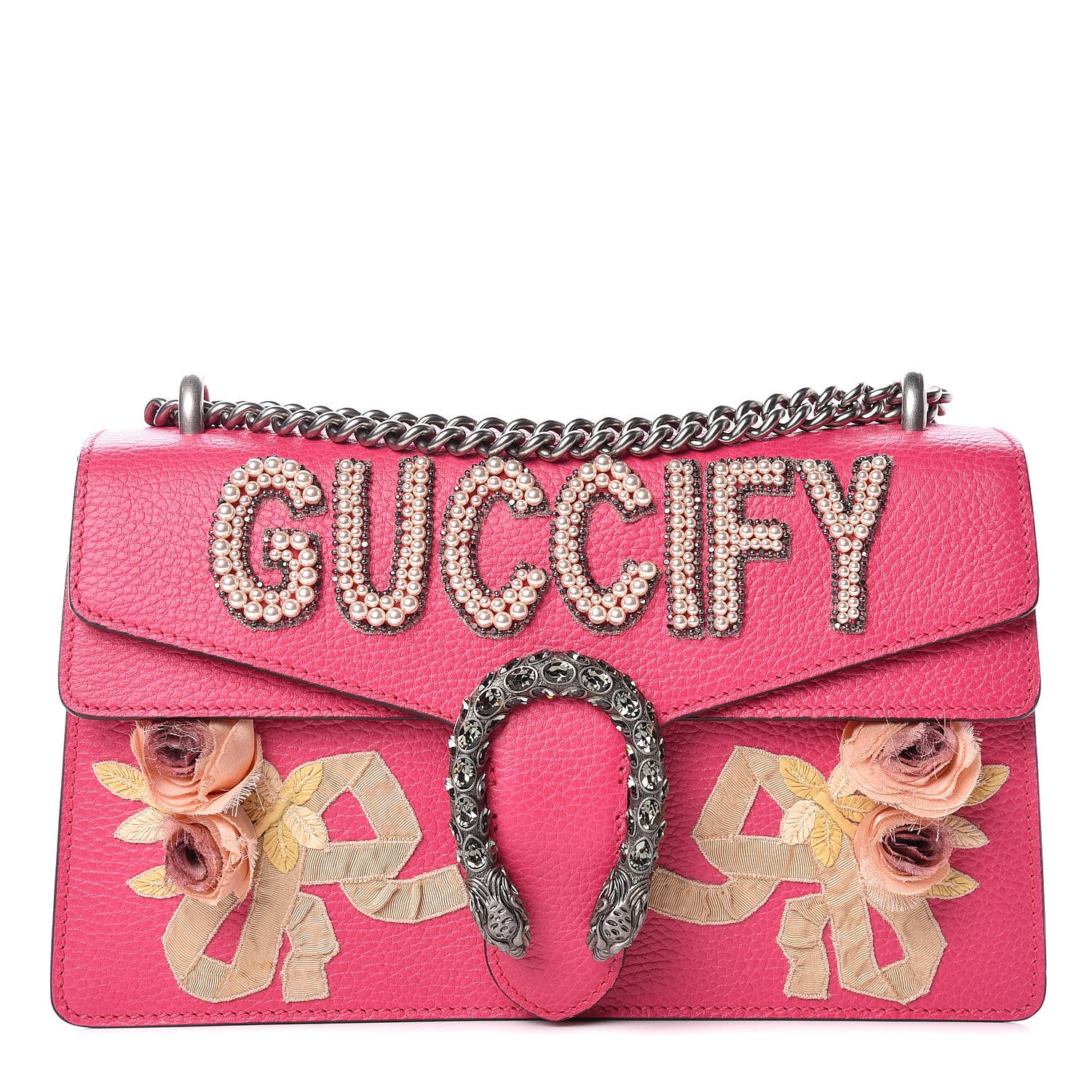 Gucci Pebbled Calfskin Embellished Guccify Small Dionysus Shoulder Bag Rosa 1 of 12