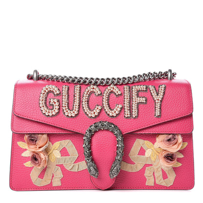 Gucci Pebbled Calfskin Embellished Guccify Small Dionysus Shoulder Bag Rosa 1 of 12