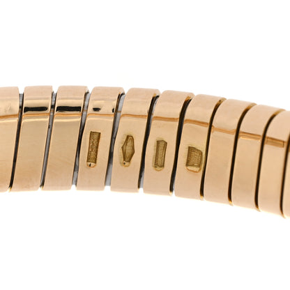 Bulgari 18K Yellow Gold Green Pink Tourmaline Double Heart Tubogas Bracelet 3 of 3