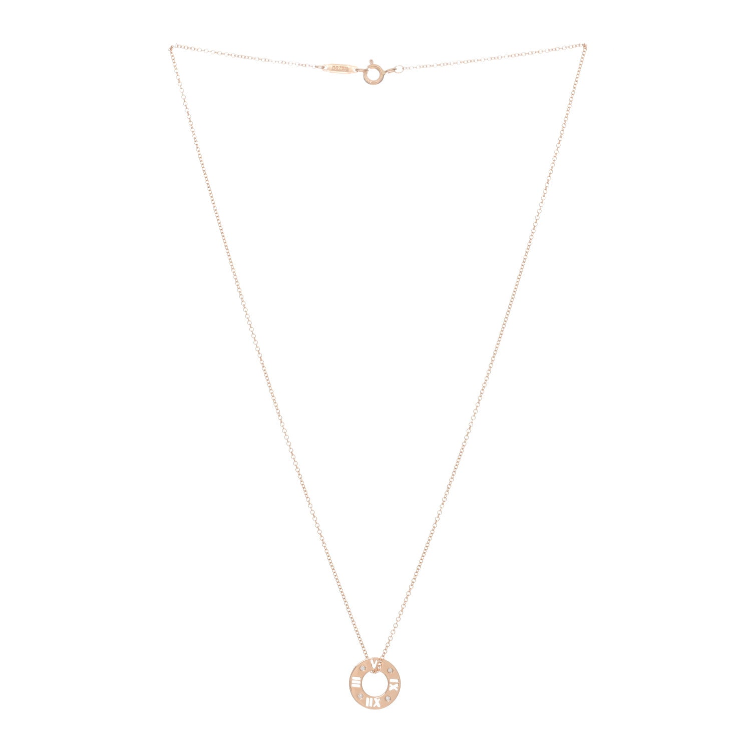 Tiffany 18K Rose Gold Diamond Atlas Pierced Pendant Necklace 2 of 3