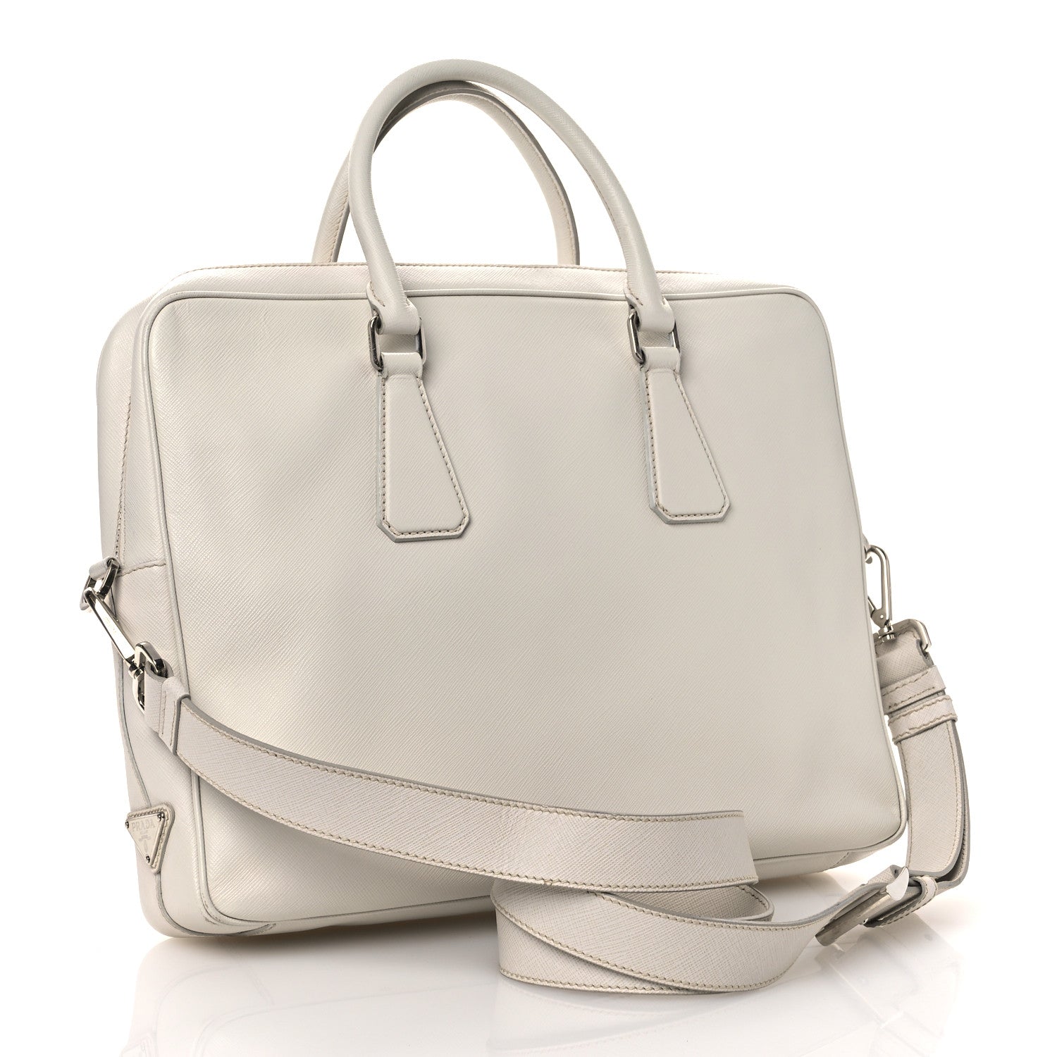 Prada Saffiano Travel Briefcase Talco 3 of 13