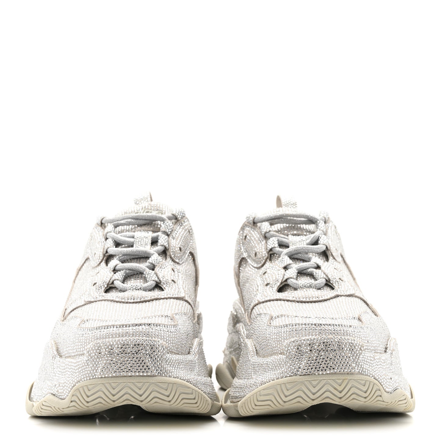Microfiber Strass Embellished Womens Triple S Sneakers 39 Light Grey