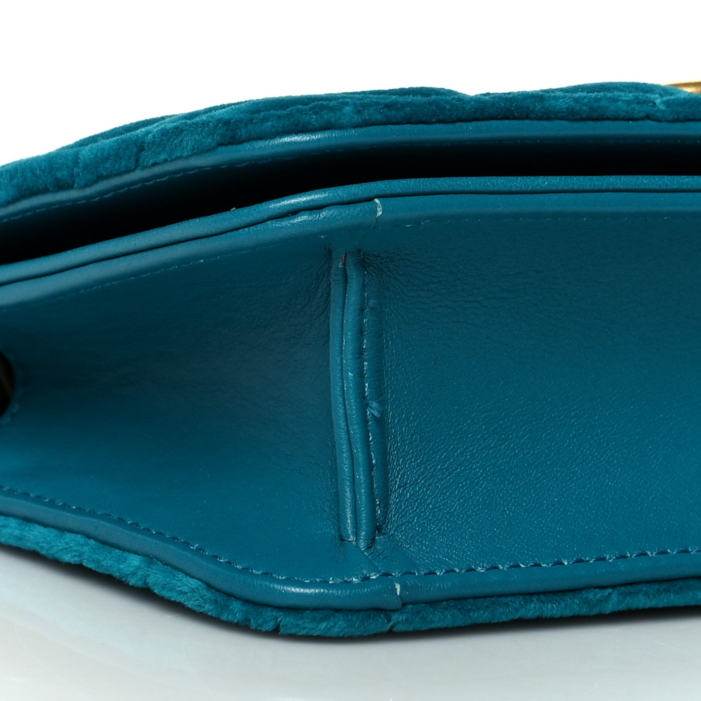 Velvet Matelasse GG Marmont Mini Bag Pavone Cyan