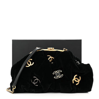Chanel Velvet Enamel CC Kiss Lock Clutch Black 12 of 12