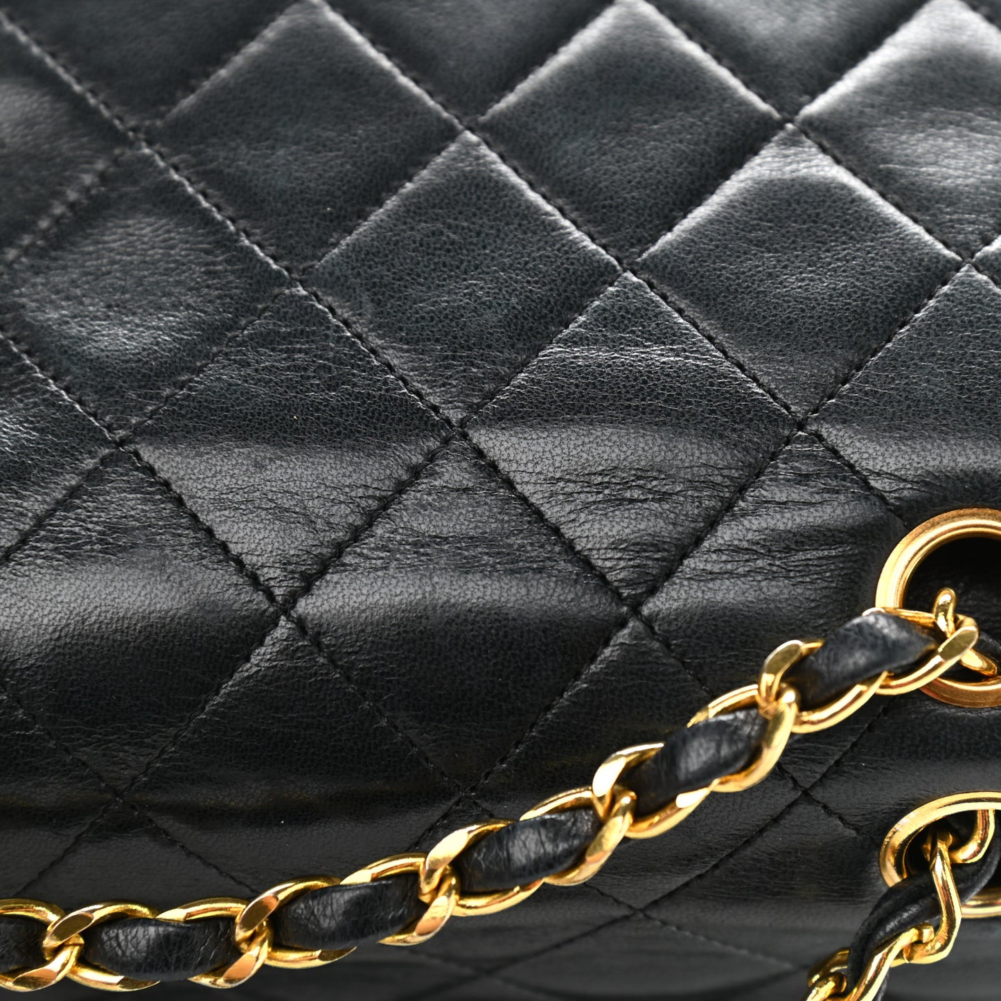 Lambskin Quilted Medium Double Flap Black